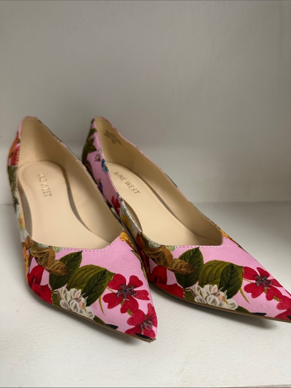 Nine West Pink Floral Pointed-Toe Heels - Picture 2 of 9